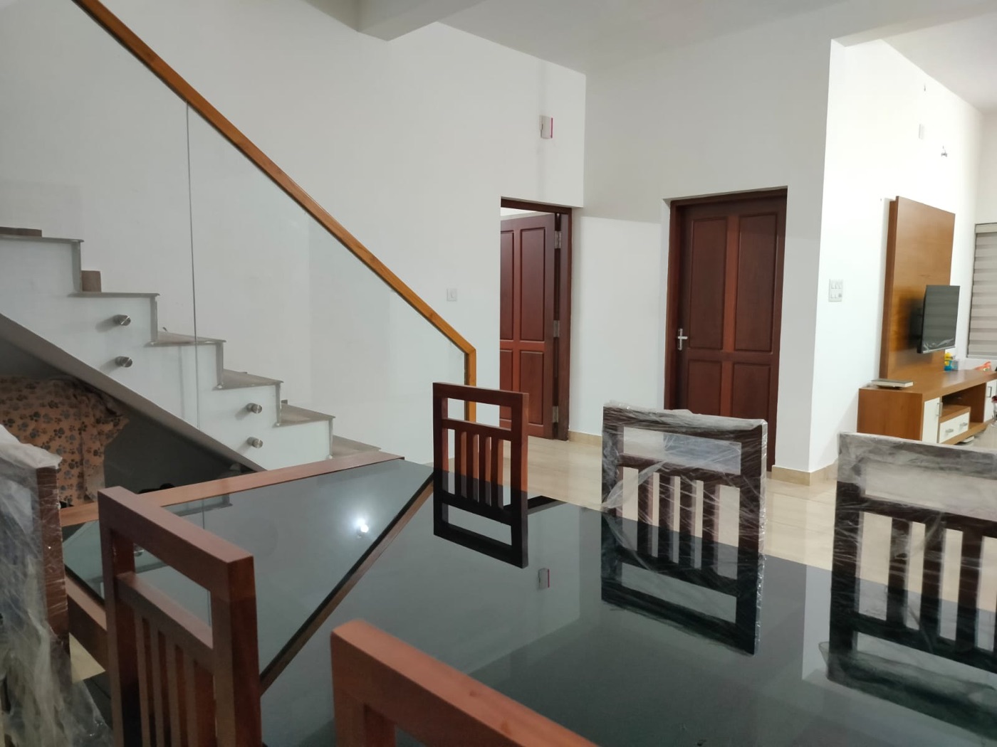 Dining area with staircase