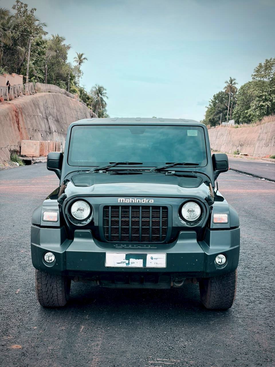Mahindra Thar front view with Mahindra grille